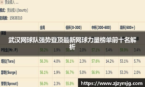 武汉网球队强势登顶最新网球力量榜单前十名解析