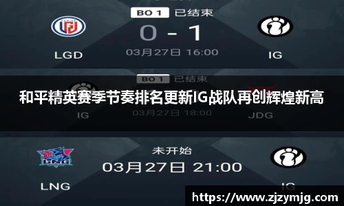 和平精英赛季节奏排名更新IG战队再创辉煌新高